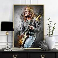 John Anthony Frusciante โปสเตอร์กีตาร์พริกร้อนสีแดงภาพพิมพ์ศิลปะอัลเทอร์เนทีฟร็อคแฟนเพลงวงดนตรีสะสมของตกแต่งผนังบ้าน