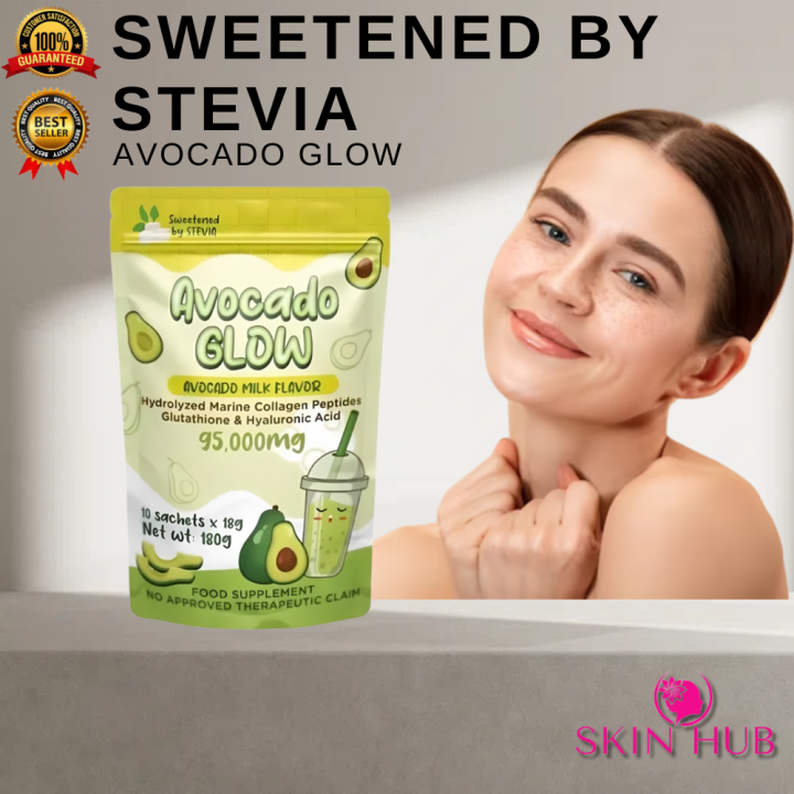 Avocado Glow hydrolyzed marine collagen peptides glutathione