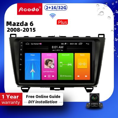 Acodo Android 12 Stereo Car Radio For Mazda 6 2008-2015 Multimedia Video Player 2 Din GPS Navigation CarPlay Auto IPS Screen Auto Stereo Wifi FM Steering wheel controls 2Din DVD Player