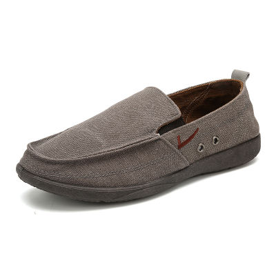 Maple driving shoes Brand Canvas Casual Men Flats Shoes Slip on Loafers รองเท้าผ้าใบ ทรงสลิปออน