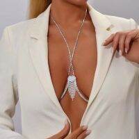 2023 Summer New Fashion Metal Rhinestone Tassel Chest Chain Hip Hop Party Creative Body Chain Womens Charm Accessories Gift