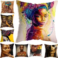 Home Decor Fashion Afro Black Women Girls Sofa Pillowcases Bedroom Living Room Decor Cushion Covers