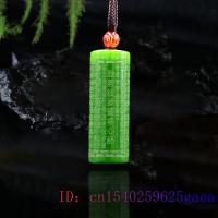 Jade Heart Sutra Pendant Women Buddhism Gemstone Necklace Jadeite Jewelry Carved Chinese Charm Amulet Gifts Fashion Natural
