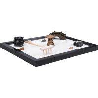 《Glass house》 Zen Garden ชุดทรายทำสมาธิถาดทราย Mini Zen Garden สำหรับโต๊ะ Rake Rocks Zen Meditation Decor 8.46X6.89X0.47นิ้ว