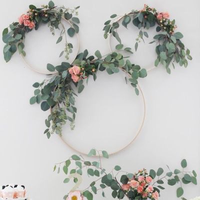 【YF】 Wedding Decoration Artificial Leaves Garland Flowers Hoop Wreath Hanging Birthday