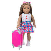 Suitcases on Wheels American Girl Suitcase Case S Travel Trolley Luggage Folding Cart Doll Accessories