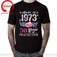 Retro Floral Design Born In 1973 50Th Birthday Gifts T Shirt Men Vintage Best Of 1973 T-Shirt Made In 1973 T Shirts Man Camiseta 【Size S-4XL-5XL-6XL】