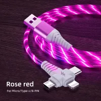 3 In 1แสงที่ไหลสาย Usb Led C Cord Huawei ชาร์จ Iphone สาย Usb ชาร์จ Usb อย่างรวดเร็วสำหรับ3in1ประเภทสายไมโคร