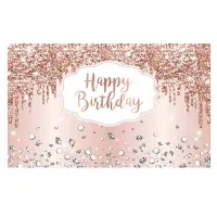 180 X 120cm Rose Gold Happy Birthday Banner Rose Gold Backdrop for Birthday Party Happy Birthday Backdrop for Women Happy Birthday Banner for Girls