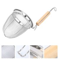 【LZ】✔  Coador de malha cesta macarrão macarrão escorredor skimmer fino aço inoxidável filtro espaguete cozinha colher peneira