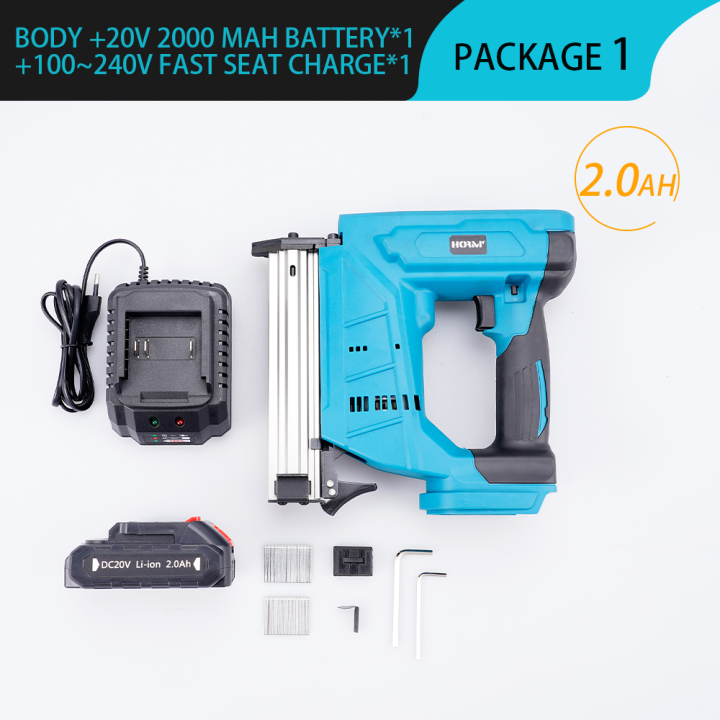 20V Cordless Electric Nail Gun Pneumatic Charging Nailer Stapler