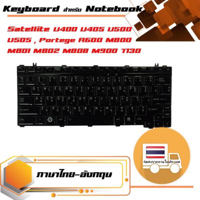 สินค้าคุณสมบัติเทียบเท่า คีย์บอร์ด โตชิบา - Toshiba keyboard (แป้นไทย-อังกฤษ, สีดำ) สำหรับรุ่น Satellite U400 U405 U500 U505 , Portege A600 M800 M801 M802 M808 M900 T130