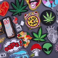 Hippie Patches On Clothes Cartoon Stickers Iron On Patches For Clothing Thermoadhesive Patches Cute Mushroom Leaf Cloth Patch Haberdashery