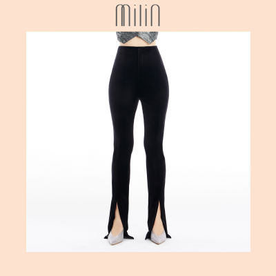 [MILIN] High waisted slim fit pants กางเกงขายาวกำมะหยี่เอวสูงทรงพอดีตัว / Skill Pants