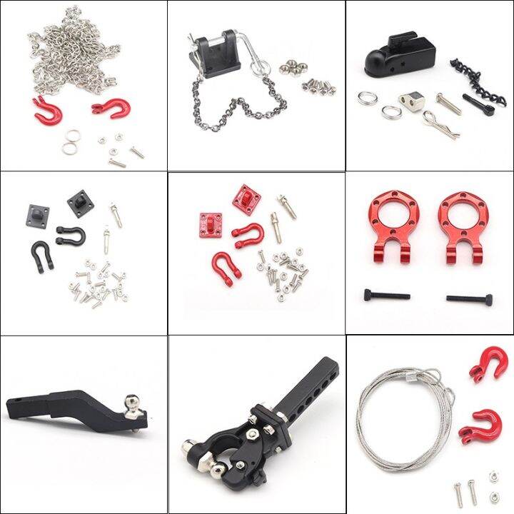Promo 2pcs Metal Trailer Chain With Tow Hook Rescue Chain For Tamiya 1 10 Rc Crawler