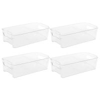 (4 Pack)Pantry and Refrigerator Organizer Bins for Kitchen and Cabinet Storage,Stackable Food Bins with Handles