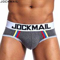 กระเป๋าอวัยวะเพศชายสำหรับเกย์ชุดชั้นในชายฝ้ายเซ็กซี่สั้นๆแบรนด์ JOCKMAIL ดันชุดชั้นในเกย์ Cueca ลื่นกางเกงในชาย