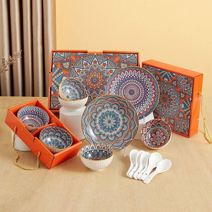 เปิดของขวัญชุดภาชนะเซรามิกบนโต๊ะอาหารชามและจานกล่องใส่ของขวัญเปิดของขวัญ-guanpai4