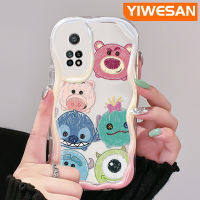 YIWESAN เคสสำหรับ Xiaomi 10T Pro POCO F3 Poco F4 Redmi K50 K40 Pro K40s การ์ตูนหมีสตรอเบอร์รี่น่ารักและมอนสเตอร์ตัวน้อยโค้งเคสใสฝาครอบป้องกันเคสมือถือใสเนื้อครีมใส