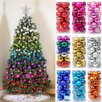 24pcs Glitter Christmas Balls Baubles Xmas Tree Hanging Ball