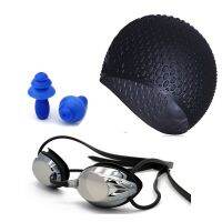 DEEPGEAR profession swimming gears Polycarbonate racing goggles Anti slip silicone swim caps Silicone earplugs Top swimming set Accessories Accessorie