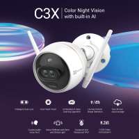 Ezviz (2MP) รุ่น C3X Dual Lens 1080P Wi-Fi Camera 2.8mm : กล้องวงจรปิดภายนอกพร้อมเทคโนโลยีชดเชยแสงที่ทำงานด้วย AI (EZV-310-C3-6B22WFR)