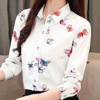 Blouse Women Blusas Mujer De Moda 2021 Long Sleeve Women Blouses Shirts Turn Down Collar Print Chiffon Blouse Shirt Blusa D445