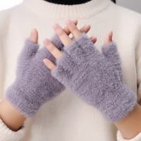 Men Half Imitation Cashmere Gloves Writing Woolen Warm Mittens Driving Outdoor