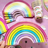 ▣✆♚ Unicorn Disposable Tableware Paper Plates Cups Napkin Unicornio Birthday Party Decor Rainbow Theme Birthday Party Supplies Girls