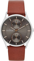 Skagen Mens Holst Stainless Steel Casual Quartz Watch Brown Leather