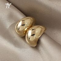 Simple Pea Shaped Copper Alloy Gold Color Drop Earrings For Woman 2021 Korean Fashion Jewelry Goth Party Girls Unusual Accessory