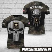 2023 Customized Fashion *BEST SELLER* ❂Personalized U.S Army Punisher Skull Unisex Shirt Full Sublimation 3D Summer T-Shirt，Contact the seller for personalized customization