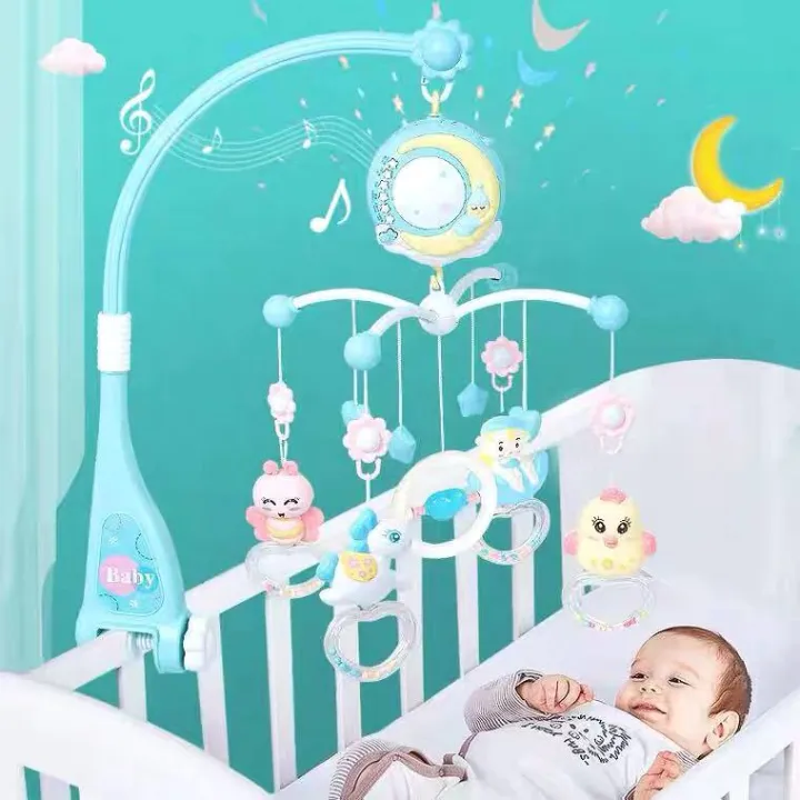 【13 Days Delivery】Baby Musical Mobile Crib 360° Rotatable with Music