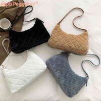 【CW】 Fashion Top Handle Rhombus Handbag Color Soft Fluffy Ladies Female Purses