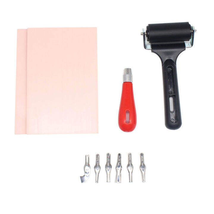 Rubber stamp making kit, print engraving rubber tiles, professional art