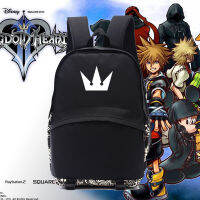 Kingdom hearts game backpack crown heart key printing backpacks black nylon school bags