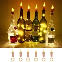 ๑◐❉ Thrisdar 10PCS 2M 20LEDS Candle Wine Bottle String Light Wine Bottle Flame Cork Lamp DIY Party Wedding Valentines Day Garland