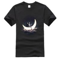 Moon Sailing Boat Cosmonaut Spaceman T-Shirt 100% Cotton Fabric Customized Tops Tees Brand New Printed Tshirt for Men  3O69