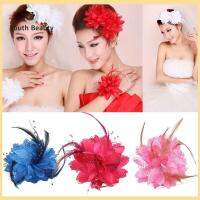 YOUTH BEAUTY สุภาพสตรี เข็มกลัด Fascinator การแสดงเต้นรำละติน กิ๊บติดผมเจ้าสาว กิ๊บติดผมขนนก ข้อมือดอกไม้ อุปกรณ์ผมจัดงานแต่งงาน