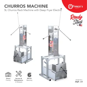 Manual Churros Maker Machine 5L Commercial Churros Maker Stainless Steel  Latin Fruit Machine with 4 Nozzles Heavy Duty Churros Machine