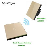 Minitiger EU มาตรฐาน EU 1/2/3 Gang 2 Way 433Mhz ไร้สายรีโมทแท่งสัญญาณไร้สายสวิทช์ไฟแบบสัมผัสผนังสวิตช์สัมผัสระยะไกล