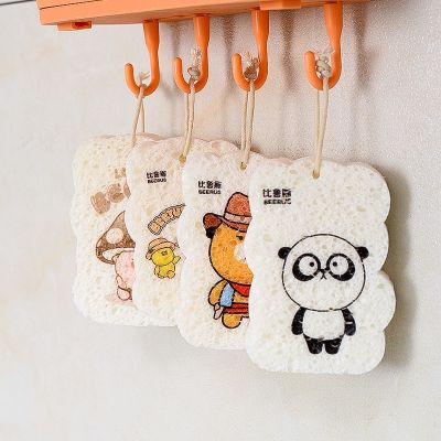 【hot】⊙۞♈  Cleaning Sponges Scouring Compressed Dishwashing Cartoon Sided Dishes Pot Sponge