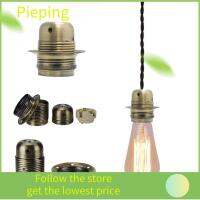 PIEPING โลหะผสมชุบโลหะ ที่ใส่หลอดไฟ E27เอดิสัน อุปกรณ์เสริมแสง DIY ฟันเต็มรูปแบบ ฐานโคมไฟสกรู วินเทจ แกนเซรามิกส์ ซ็อกเก็ตไฟพร้อมวงแหวน บ้านในบ้าน