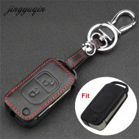 [More Suitable] Jingyuqin หนังรีโมท Key Fob สำหรับ Mercedes Benz SLK E113 A C E S W168 W20 2ปุ่มพลิกพับฝาครอบกุญแจรถ