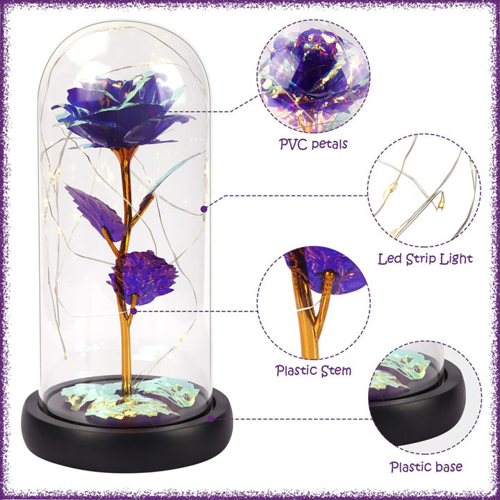 sdfbn-พร้อมโดมแก้ว-นิรันดร์-ของขวัญวันเกิด-ดอกไม้ฟอยล์-ดอกไม้ประดิษฐ์-ไฟ-led-กุหลาบตลอดกาล