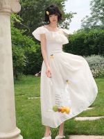 GIRI x CLOUD SEASON Yellow Cherry Dress CQZ23366ชุดเดรสยาว เดรสผู้หญิง