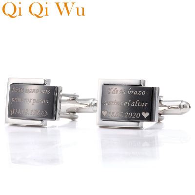 ส่วนบุคคล Mens เสื้อสีดำ Cufflinks งานแต่งงานของขวัญเครื่องประดับพ่อเจ้าสาวที่กำหนดเองแกะสลัก Cuff Links ปุ่ม Cufflink-Yrrey