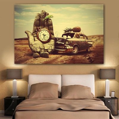 Canvas Painting Wall Decor Classic Art Salvador Dali Hand watch car pineapple parrot Prints Posters Wall Art For Living Room