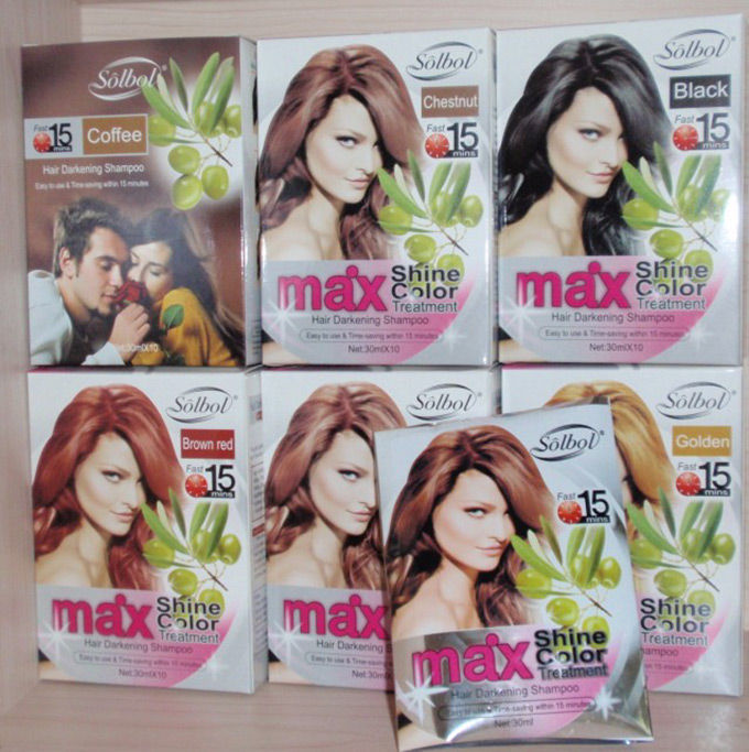 10 gói dầu gội nhuộm tóc thảo dược Max Shine Color Cafe 30ml ...
