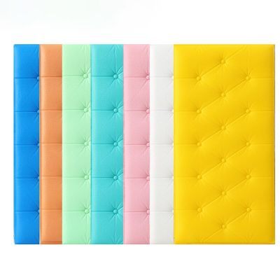 3D Wall Stickers Wallpaper Self-adhesive Thicken Tatami Anti-collision Wall Mat Pad Kids Bedroom Living Room Soft Foam Cushions